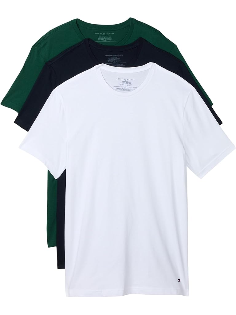 Green Tommy Hilfiger Cotton Classic 3-Pack Crewneck Undershirts