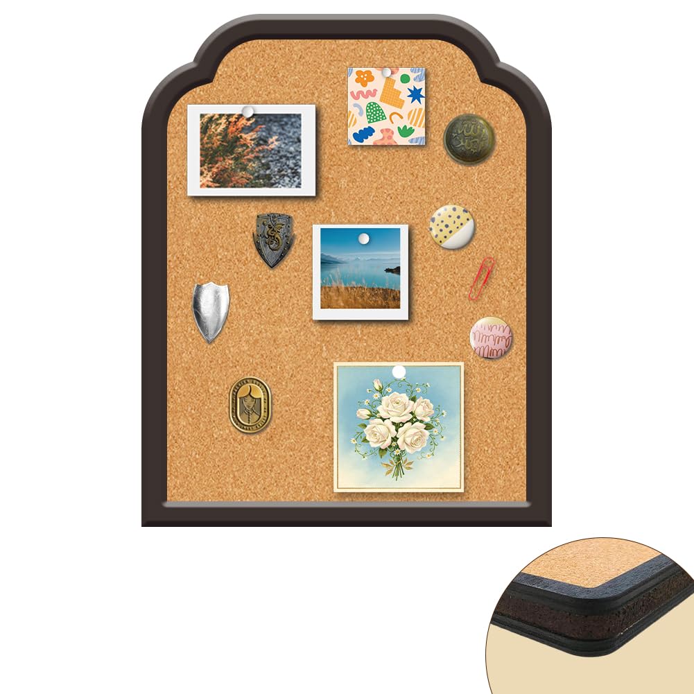 CRASPIRE Pin Cork Board Bulletin Black Frame Arch Pin Display Badge Vintage Princess Wooden Decorative Corkboard Hanging 9.45x11.8 Wall Mounted Memory Brooch Lapel Storage for Office Bedroom Wedding โ image 1