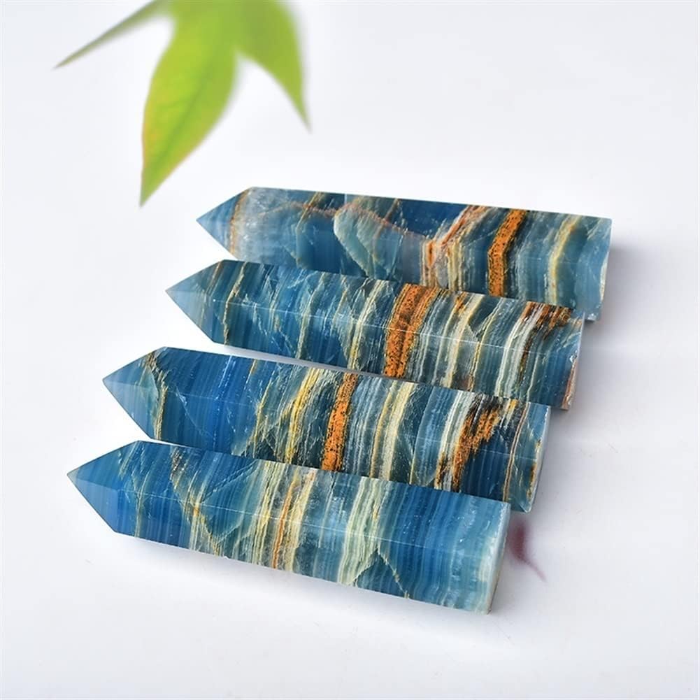 Quartz Decoration Natural Blue Agate Crystal Point for Home Decoration Crystal Column (Size : 10-11cm)