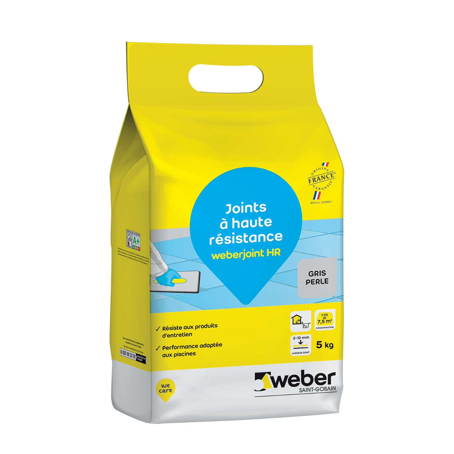 Junta de baldosas adecuada para piscina, alta resistencia, gris perla, Weberjoint HR 5KG, WEBER