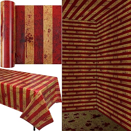 Dandat 100 Ft Long Creepy Carnival Tablecloth Roll for Halloween Bloody Circus Tent Backdrop Evil Carnival Decorations for Clown Room Wall Horror Scary Birthday Party Supplies for Halloween Circus