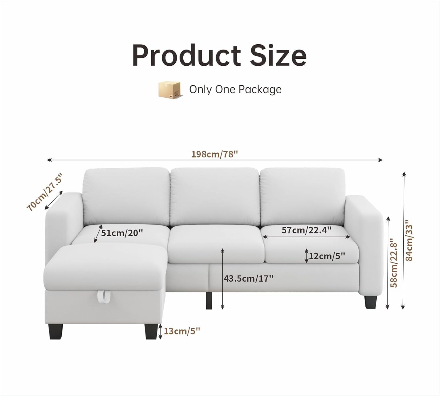 Elevate Your Living Room with the 78" Convertible L-Shaped Sectional Couch!
