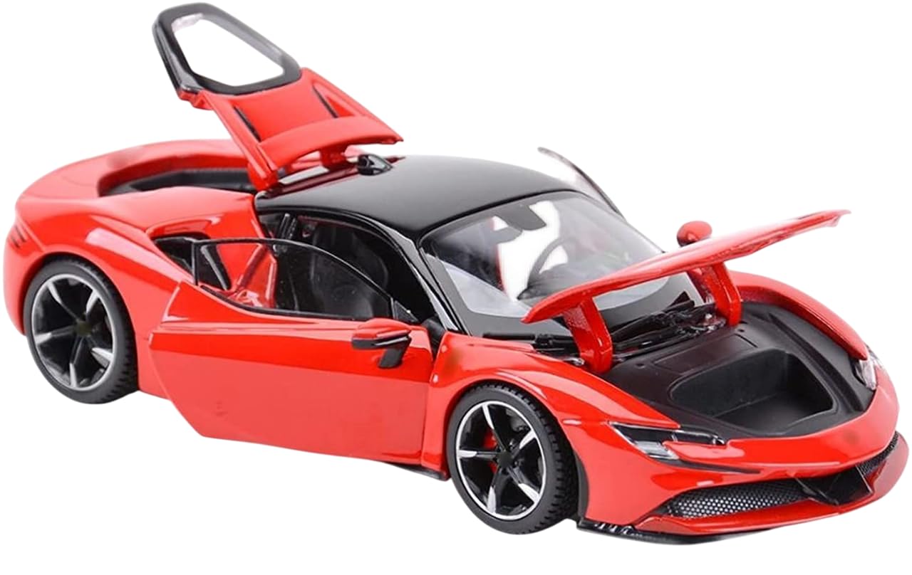 Magicwand® Metal 1:32 Scale Die-Cast Metal Ferrrari Car with 6 Openable Doors,Pull Back Action, Blinking Lights【Pack of 1】【Colors As Per Stock】