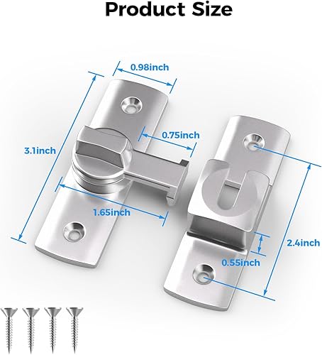 Miniatura 6 de 2 pestillos para puerta de granero de grados, cerradura de puerta corredera de granero 18090, cerradura de puerta corredera para armarios, puerta de