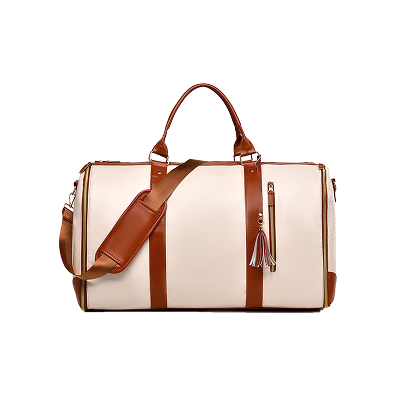Convertible Garment Bag for Travel PU Leather Carry On Suit Bag for Women Large Waterproof Weekender Duffel with