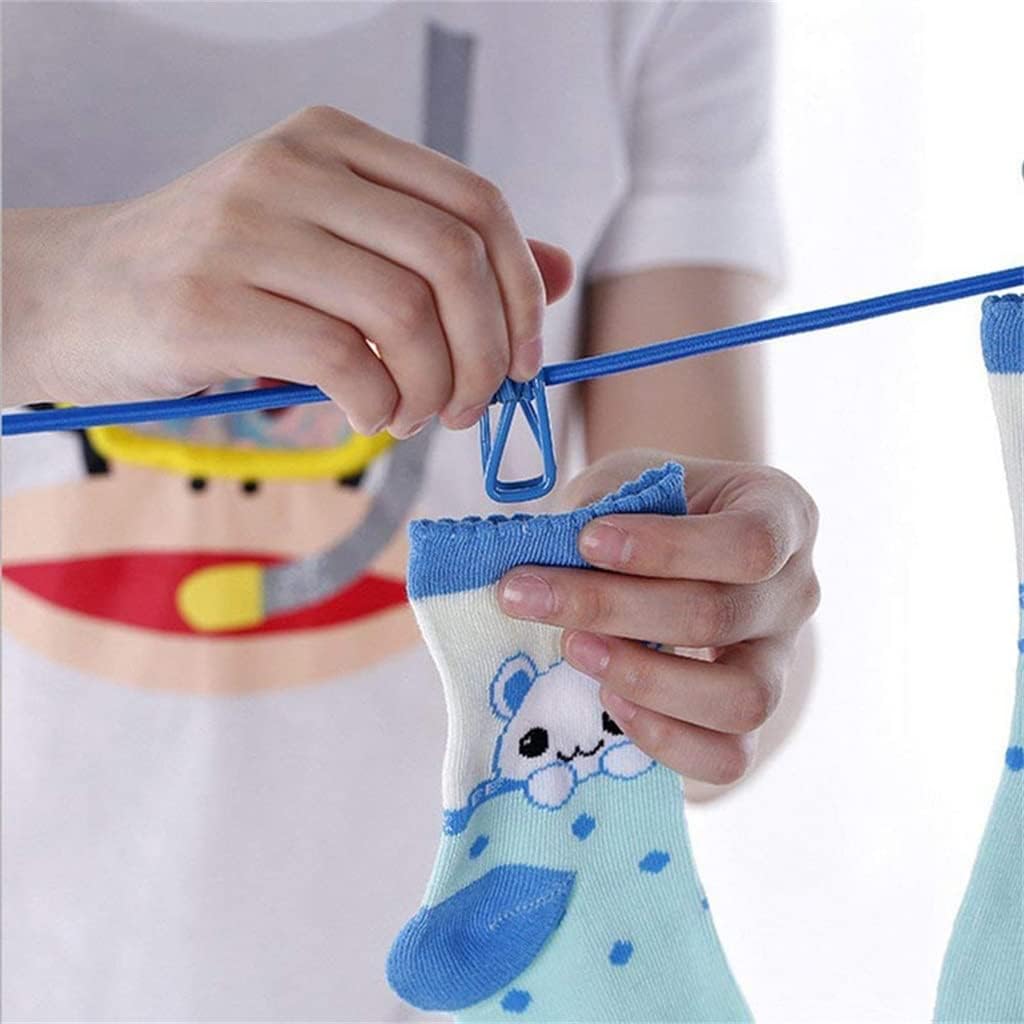 JSEIAJB 2Pcs Portable Travel Clothesline with 12 Clamps and Positioning Buckle Retractable Washing Line Home Outdoor