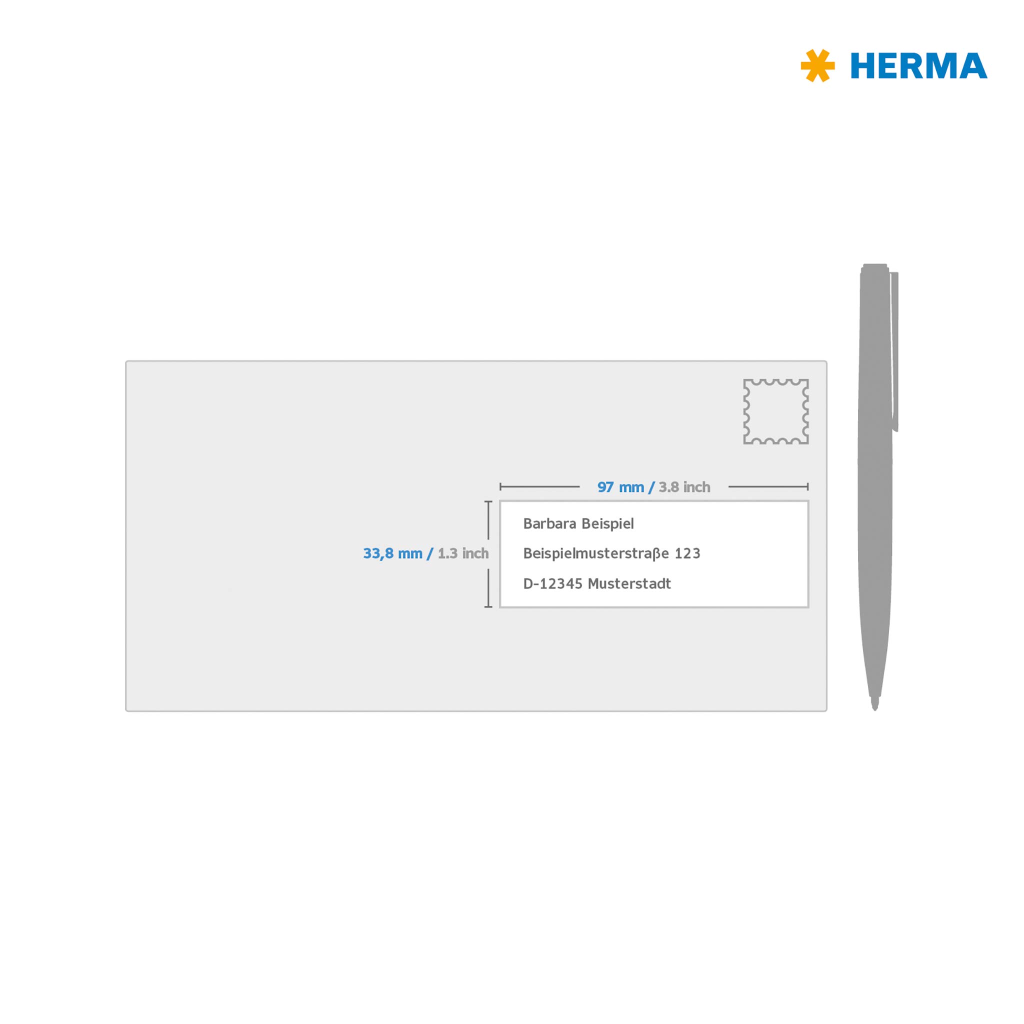 HERMA 4619 Adressetiketten, 200 Blatt, 97 x 33,8 mm, 16 pro A4 Bogen, 3200 Stück, selbstklebend, bedruckbar, matt, blanko Papier Adressaufkleber Etiketten, weiß