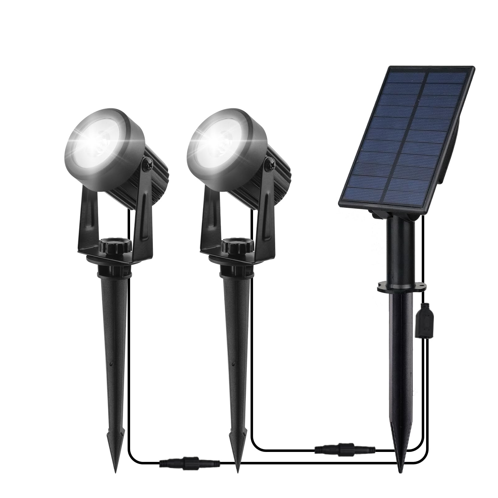 CORESLUX Solar Gartenleuchten Solarlampen für Außen Garten IP65 Wasserdicht Gartenleuchte Solar Gartenbeleuchtung 6000K LED Solarstrahler für Außen Gartenweg Bäume Sträucher (2 Licht)