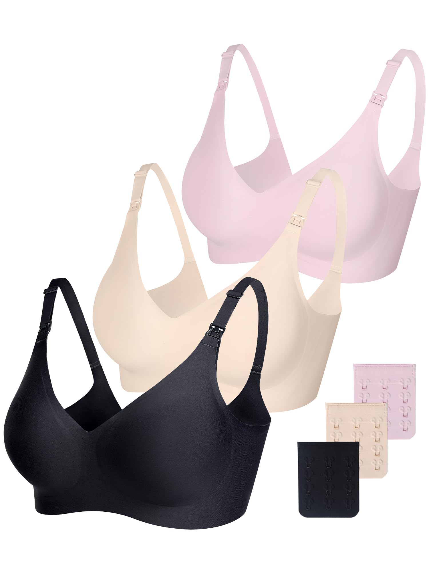 Vinfact Smooth Nursing Bras for Breastfeeding Seamless Maternity Bras for Pregnancy Wireless Bralette with Extra Bra Extender
