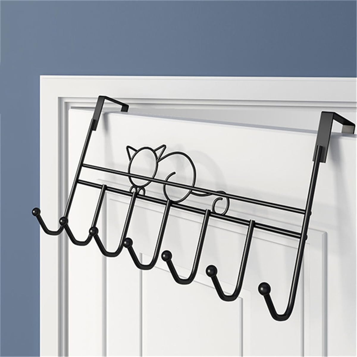 Michear 2pcs Over The Door Hook, Large No-Drill Hanger for Coat Towel, Bag, Robe (Cat-Black) - Image 2