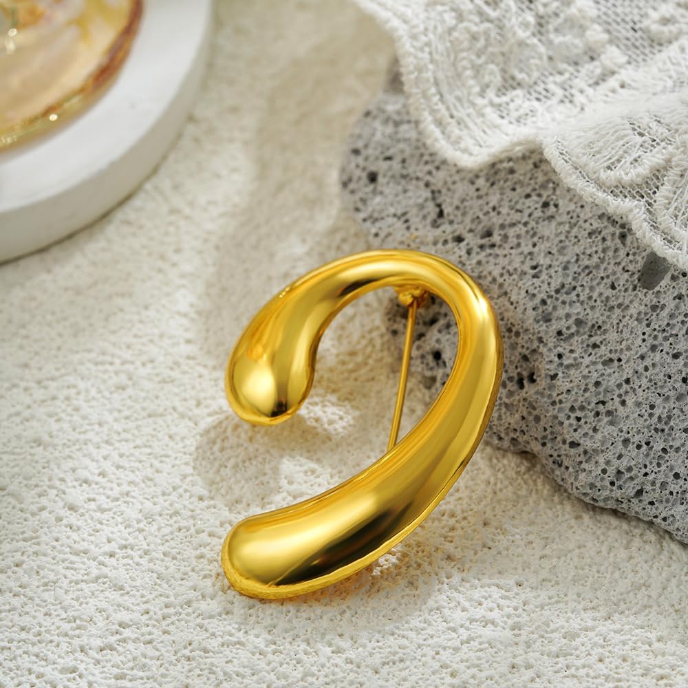 Minimalist Comma Brooch Pin Dainty Gold-Tone Plated Unisex Lapel Pin for Women Men Elegant Boutonniere Corsage for Suits Dresses Hats Bags Simple Daily Jewelry Accessory - Image 5
