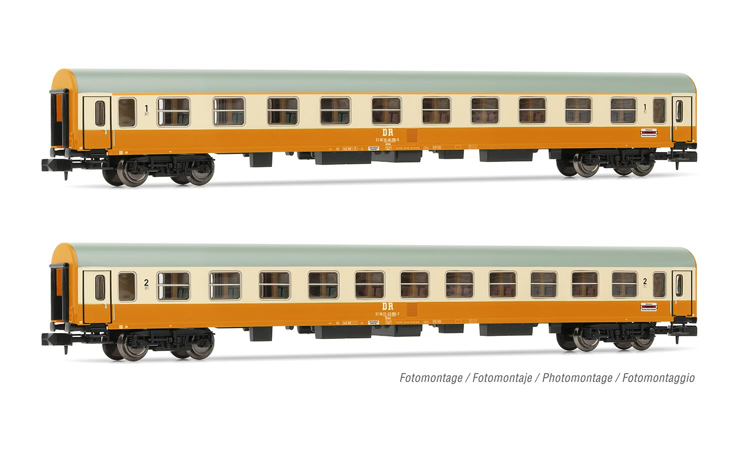 ARNOLD HN4435 Dr, Confezione da 2 carrozze Stadteexpress, Carrozza di 1a Classe più 2a Classe, livrea Arancione, Beige, carrozze passeggeri epIV