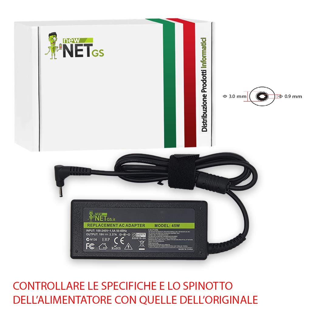acer Alimentatore di rete/caricatore 19 V / 2,37 A / 45 W Swift 3 serie SF314-51 (originale