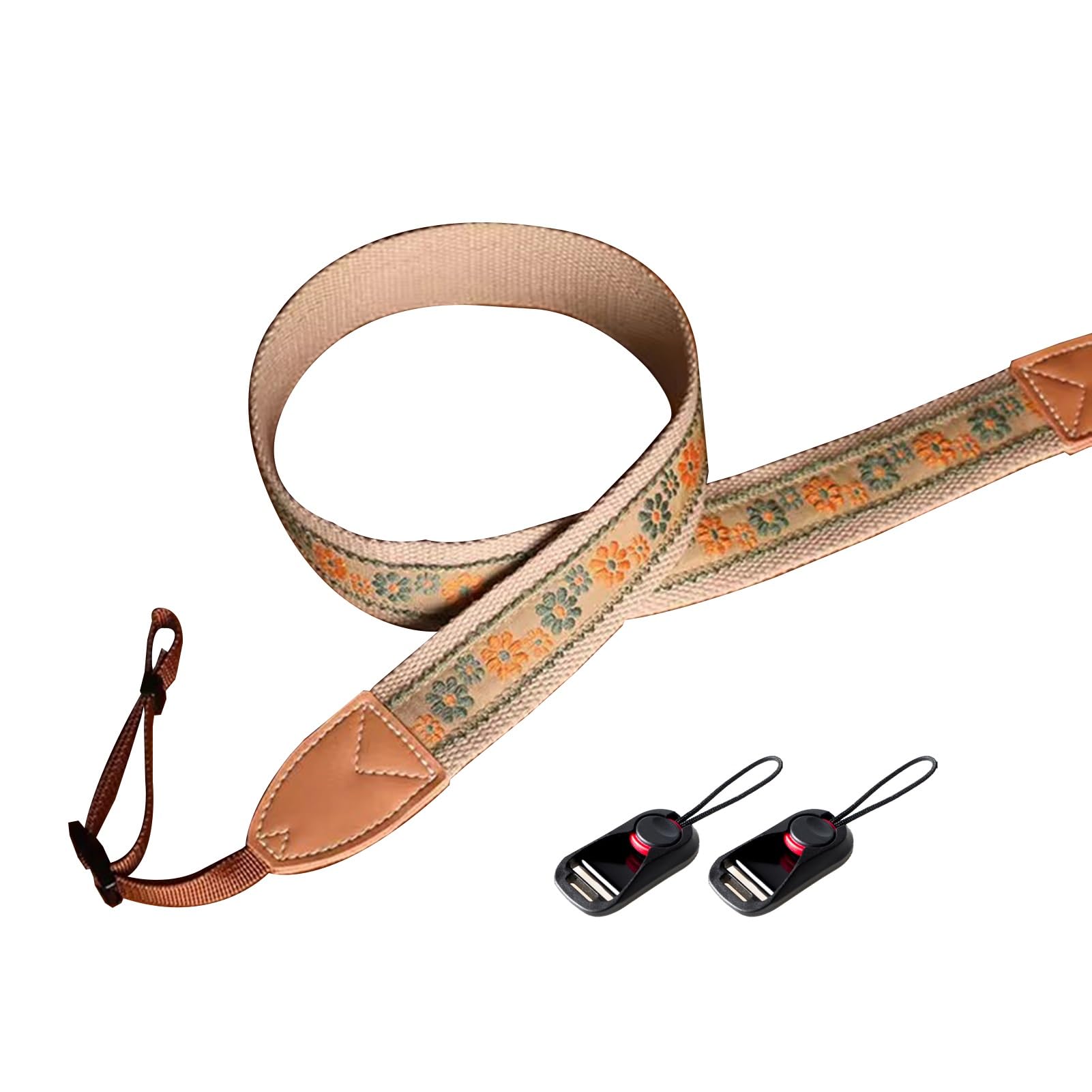 Flyiodfcxv Style2 Camera Strap, Soft For Photographers, Embroidery Camera Neck Strap With Leather Ring, Strong Stitching