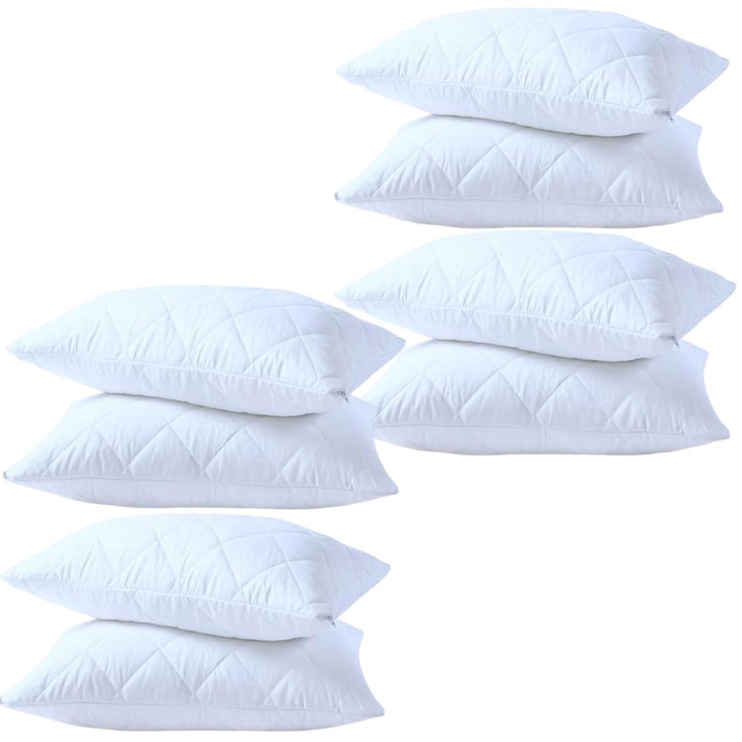 Pro Home Quilted Pillow Protectors 2 Pack Microfibre Hotel Quality Zip Closure Pillow Cover Soft Breathable Hypoallergenic Pillowcase Protectors UK Standard Size 50 X 75cm