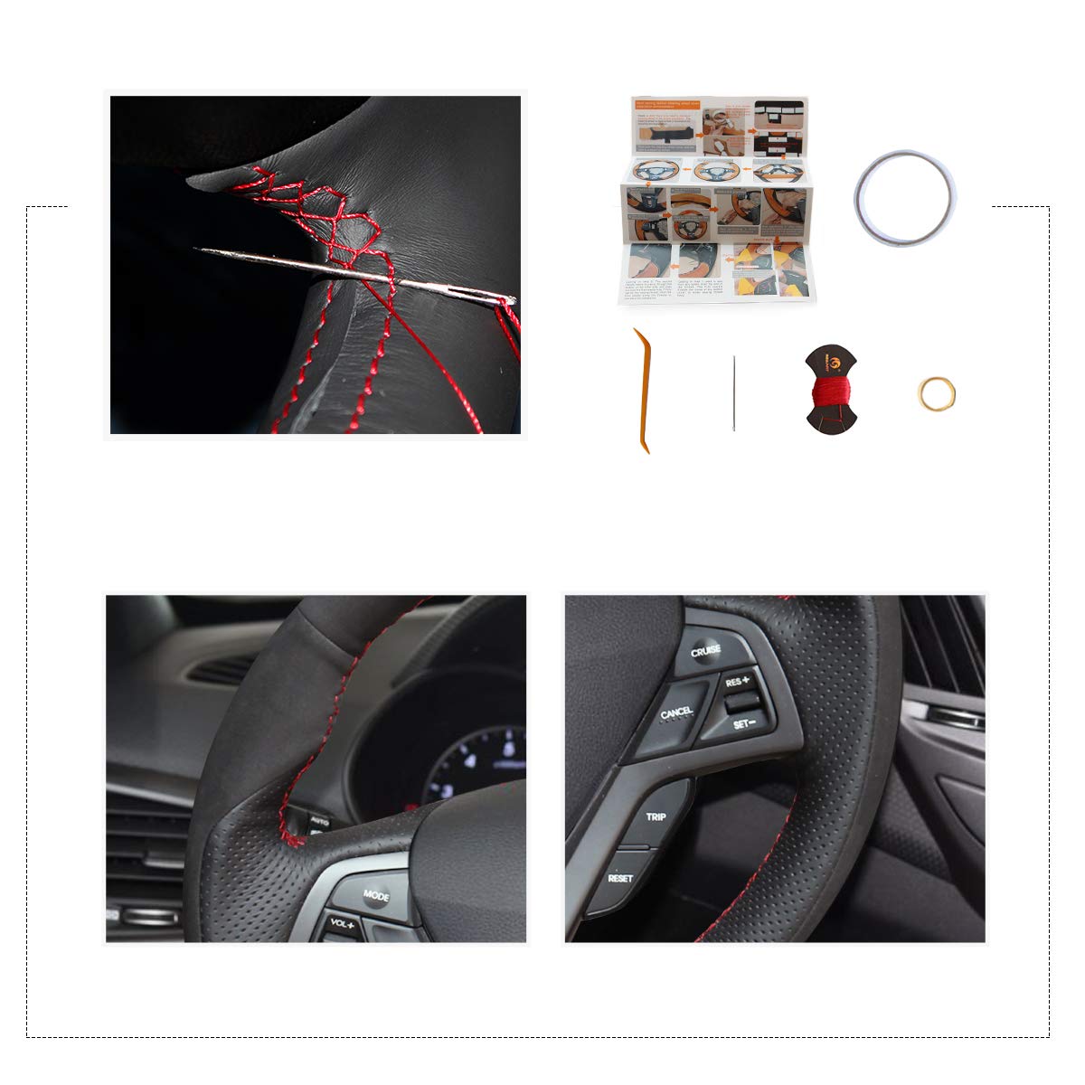 EWANT Funda Para Volante De Autoóvil De Piel Sintética Y Fibra De Carbono Brillante Para Tesla