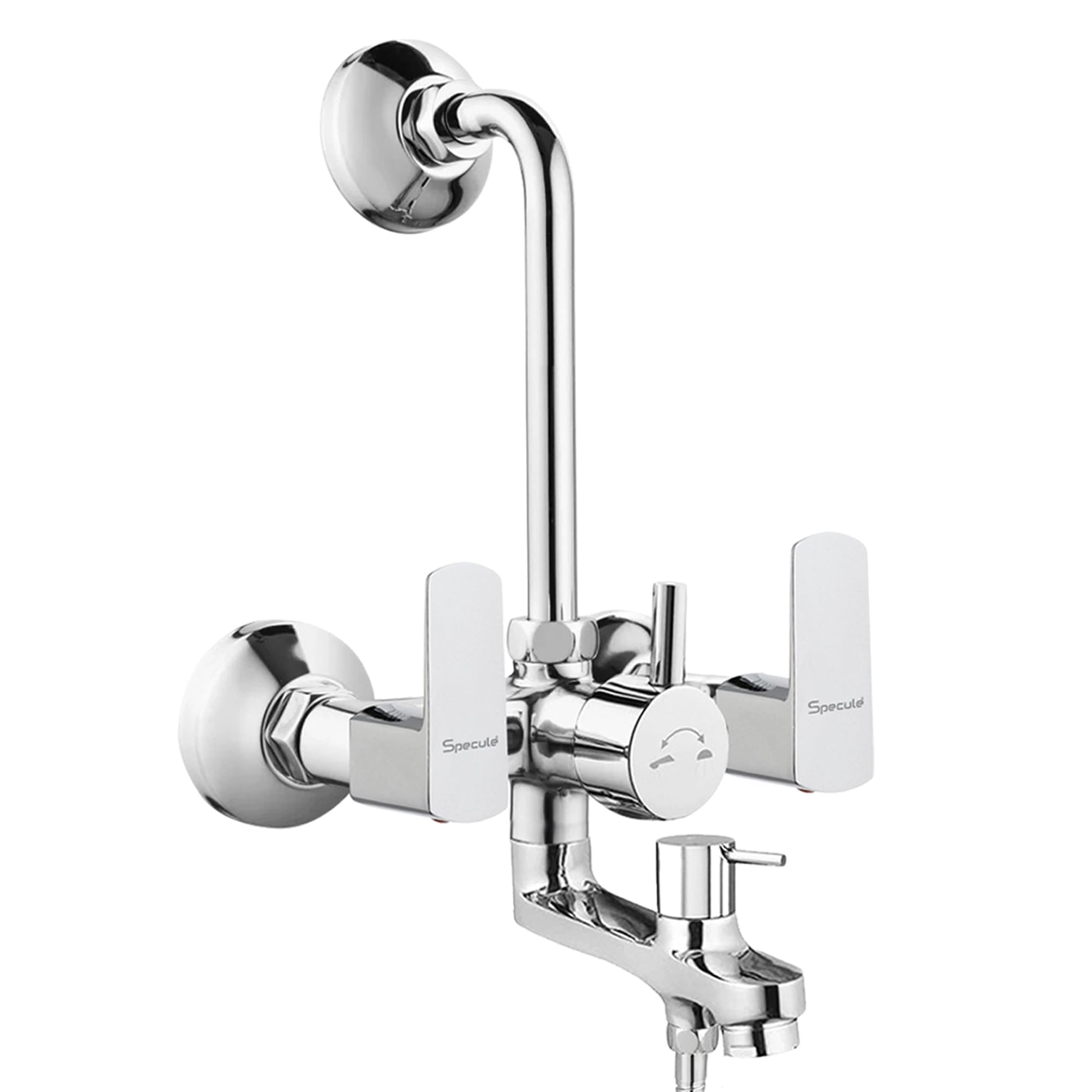 Specule Cube Brass 3-in-1 Wall Mixer with Provision for Overhead and Hand Shower and 190mm Long Bend Pipe | Bathroom Mixer |Bathroom Shower System (Chrome Finish) (B0D7MMHB7S) Amazon Price History, Amazon Price Tracker