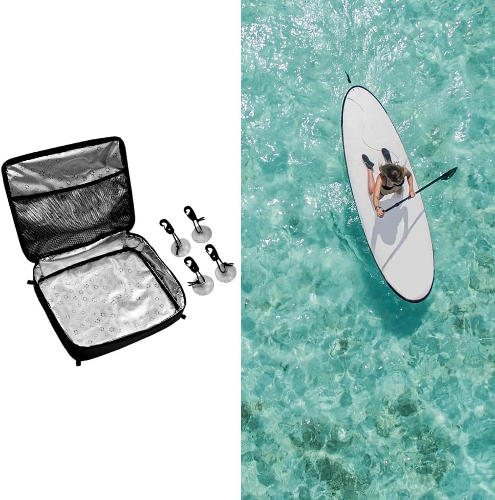 Kayak Deck Cooler Bag Paddle Board Mesh Stand Up Paddleboard Accessories with Suction Cups, Storage for Food, Drinks, and Bait - Perfect for Surfing, Canoeing, Rafting - for - Black