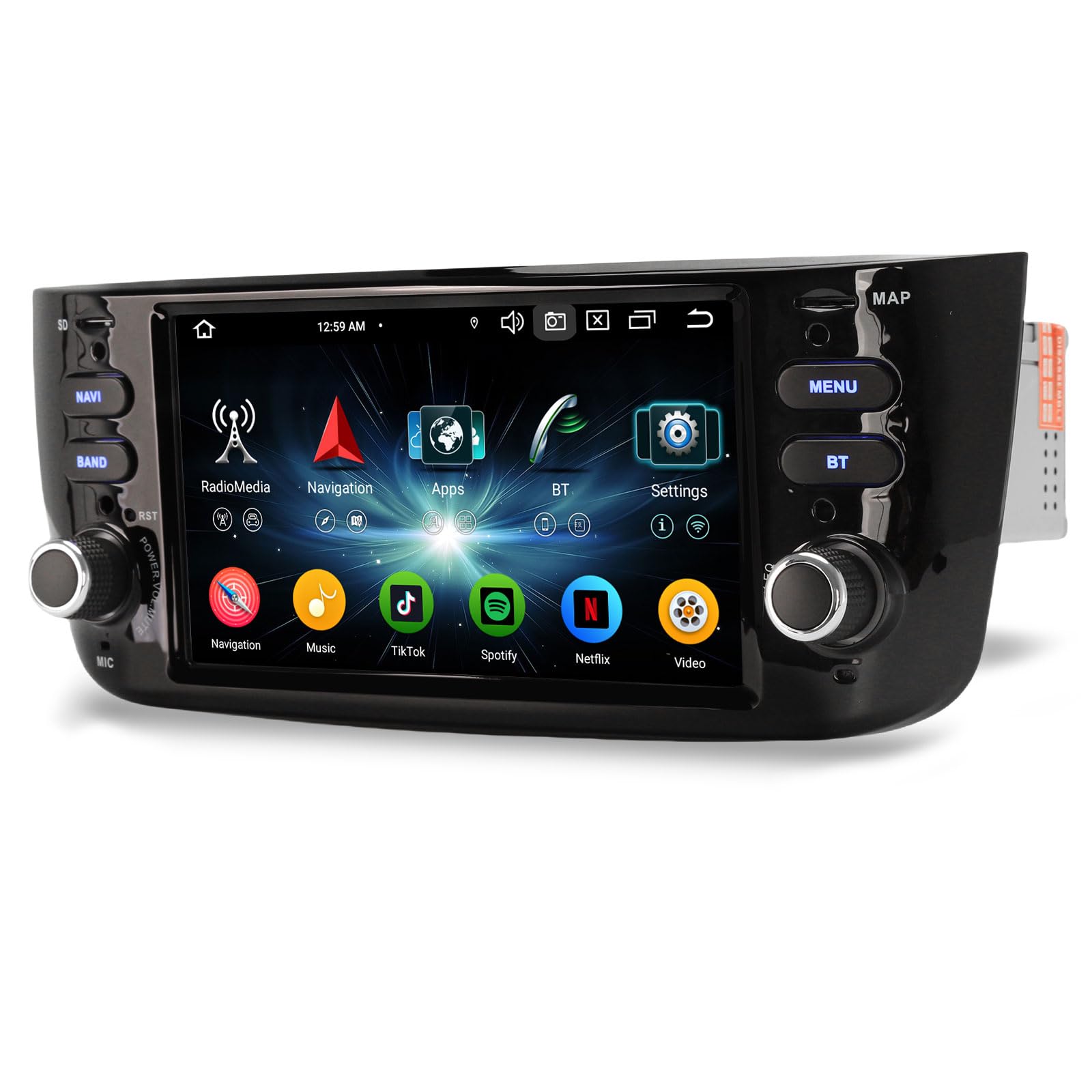 Erisin 8-Core Android 16 Radio Coche Bluetooth para Fiat Grande Punto Linea | 8-Core 4GB+64GB 6.2" GPS Navegación Estéreo de Automóvil IPS Wireless CarPlay Android Auto DSP Bluetooth WiFi Dab+ OBD Canbus