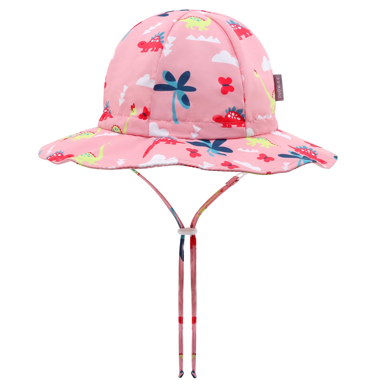 Sombrero de sol para niña con SPF 50+, ala ancha, lindo, ajustable, para bebés de 0 a 6 meses, B4-pinkDinos + Whitedinos, 0 – 6 meses, B4 – Rosa, 0 – 6 meses, B4 – Rosa, 0-6 meses, B4-rosa, 0-6