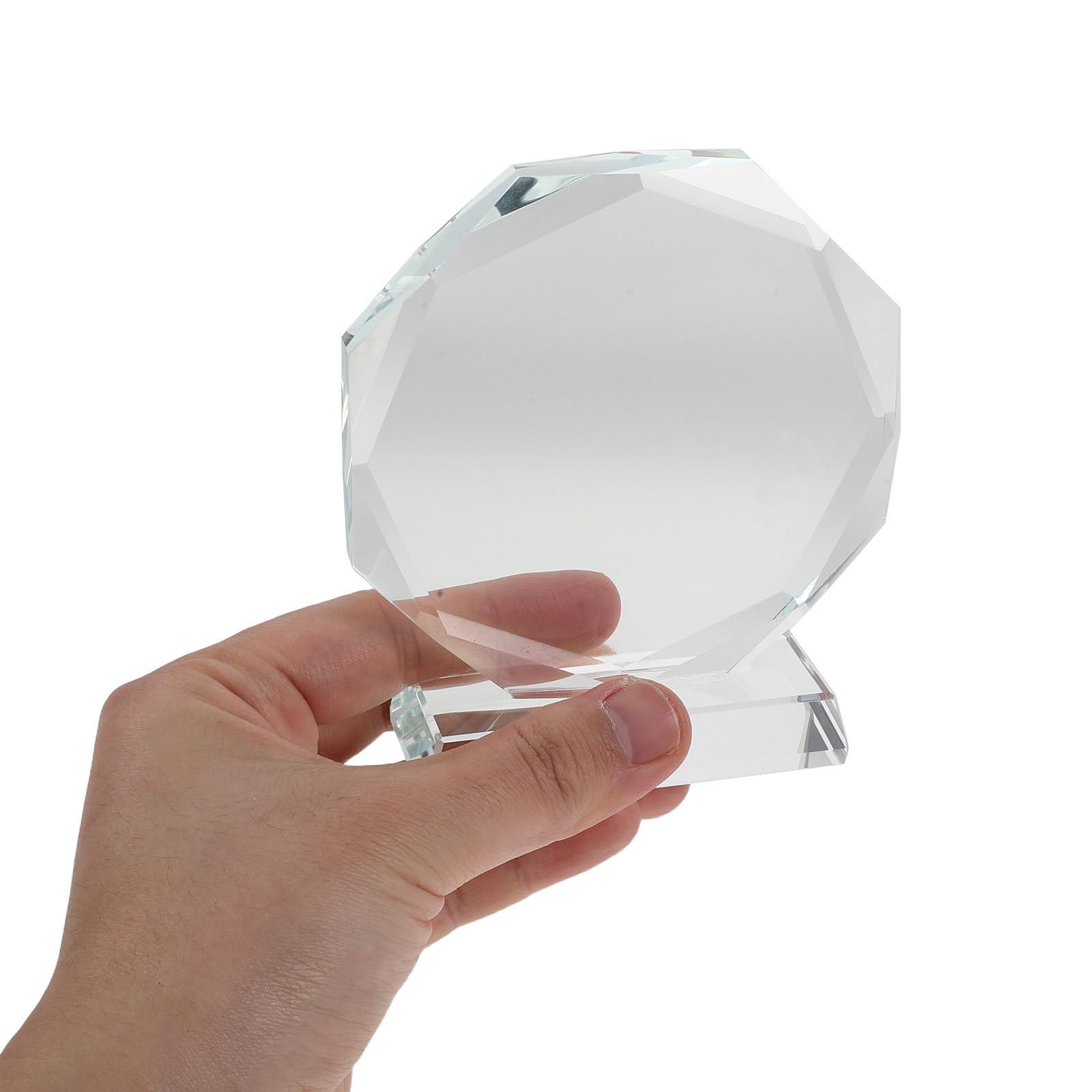 3 Piezas Trofeo de Cristal Octogonal para Competición Deportiva Diseño Pulido y Función de Reconocimiento y Recuerdo para Ceremonias