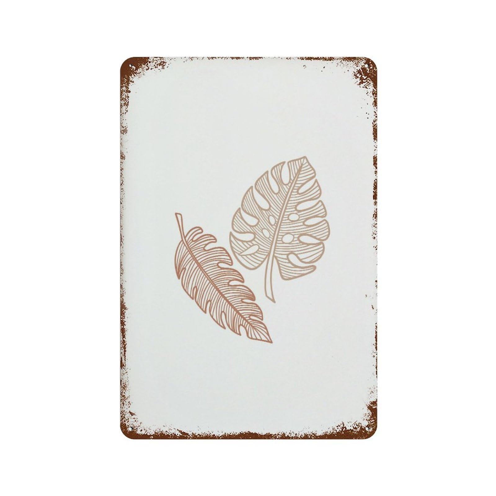 xiaoxiaoshen Minimal Line Monstera Leaf Boho Home Decor Wall Decor Art Metal Tin Poster Modern Home Decor Art Home Bar Shop Decorations Vintage Sign 30x20cm