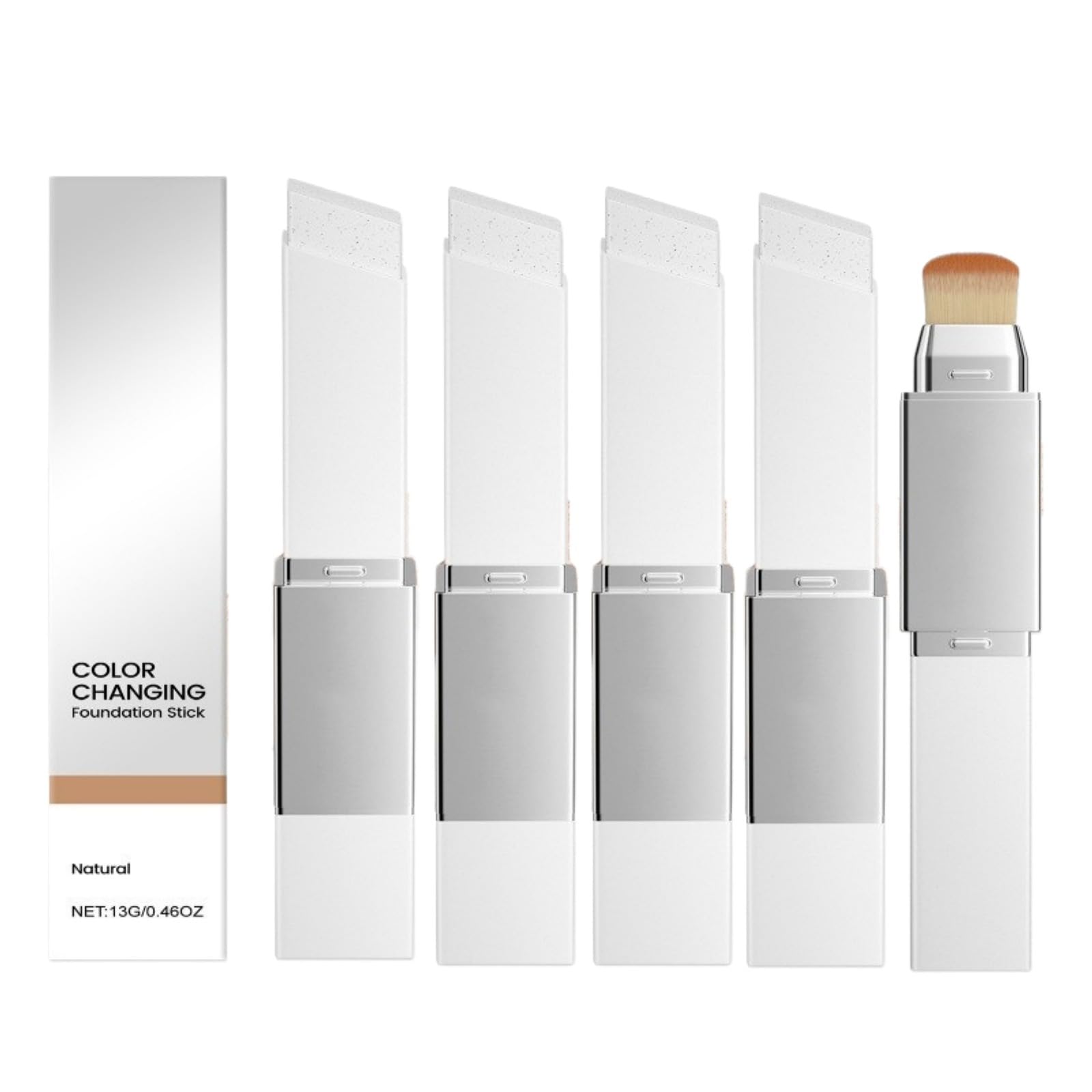 Fondotinta Coreano, Copertura Imperfezioni,Stick 2 in 1,Crema Di Copertura Idratante E Leggera, Lunga Tenuta Resistente All'Acqua Base Di Trucco Coprente E Leggero Con Pennello,Naturale