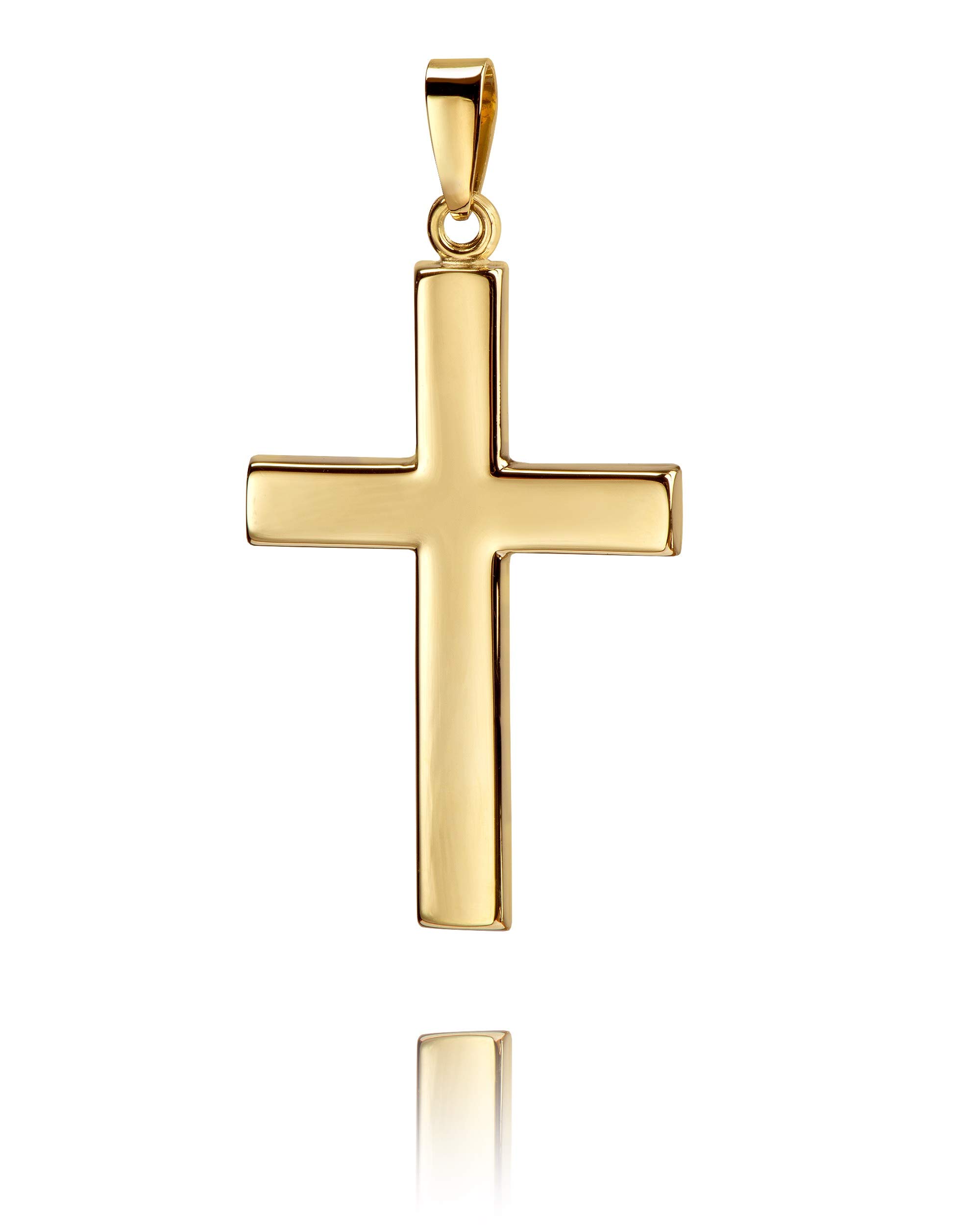 Halskette Kreuz-Anhänger mit Panzer-Kette große Ausführung in Hochglanz poliertes Gold-Kreuz für Herren als Ketten-Anhänger + Schmuck-Etui