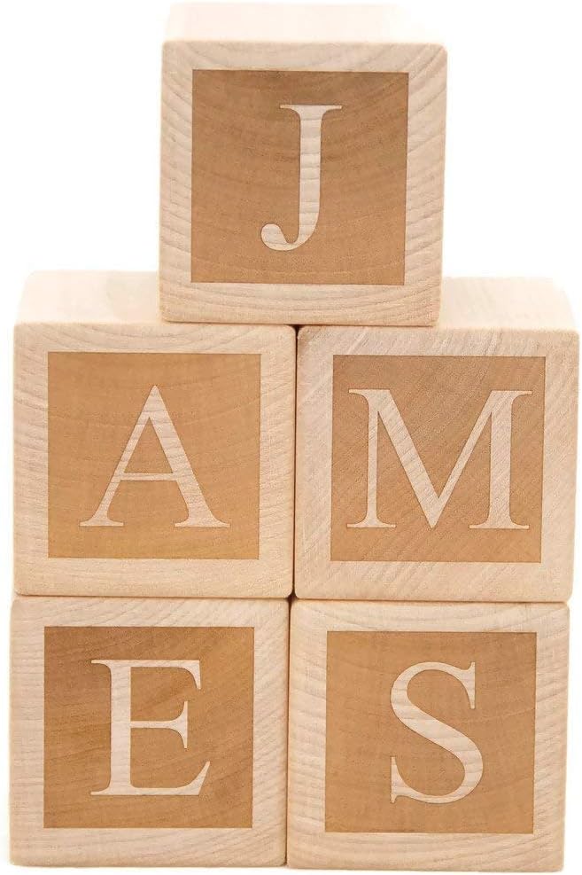 Personalized Engraved Wooden Baby Name Blocks – Premium Hardwood Letter Blocks for Nursery Décor & Keepsake Gift