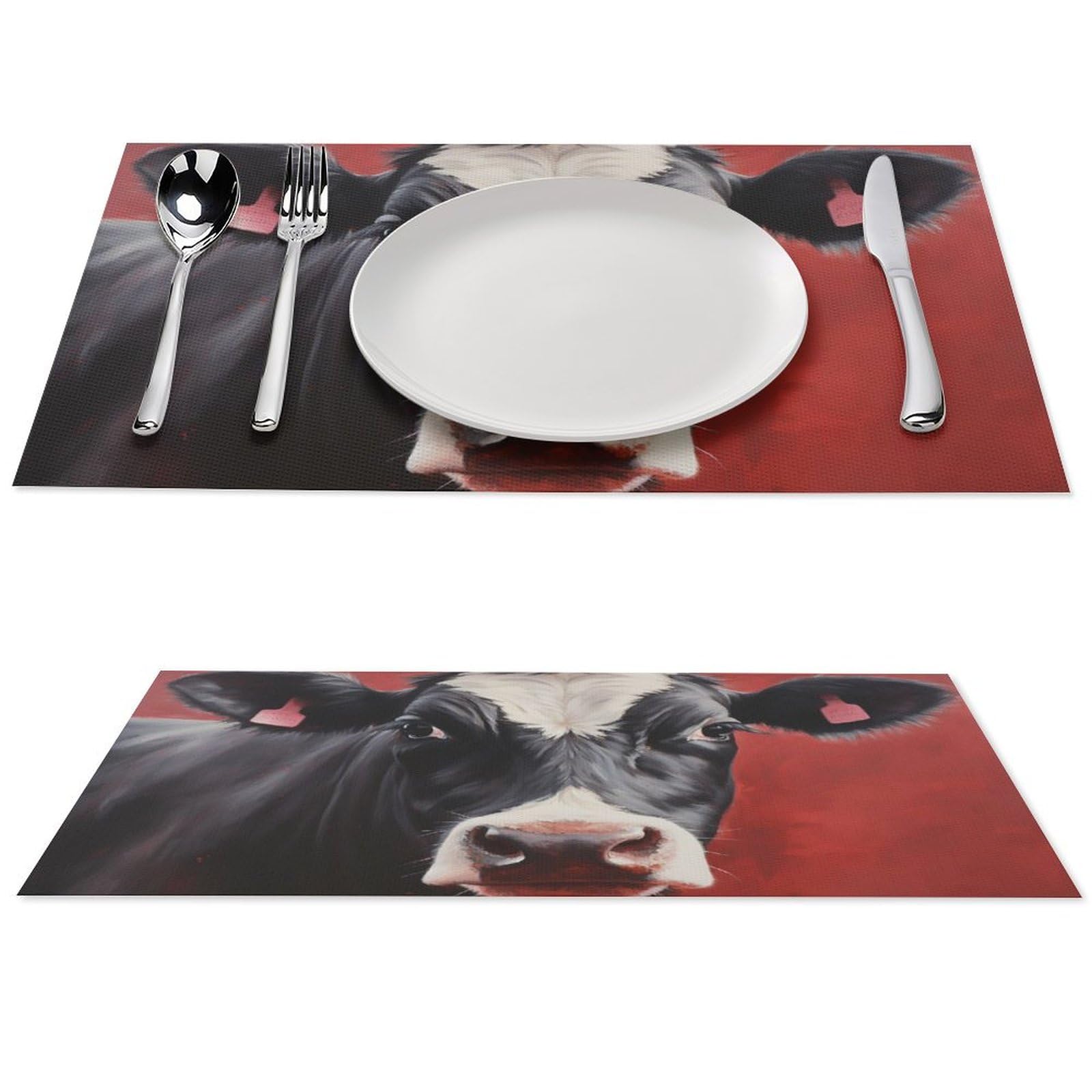 Sets de table rouge antidérapants lavables 45 x 30 cm pour table à manger