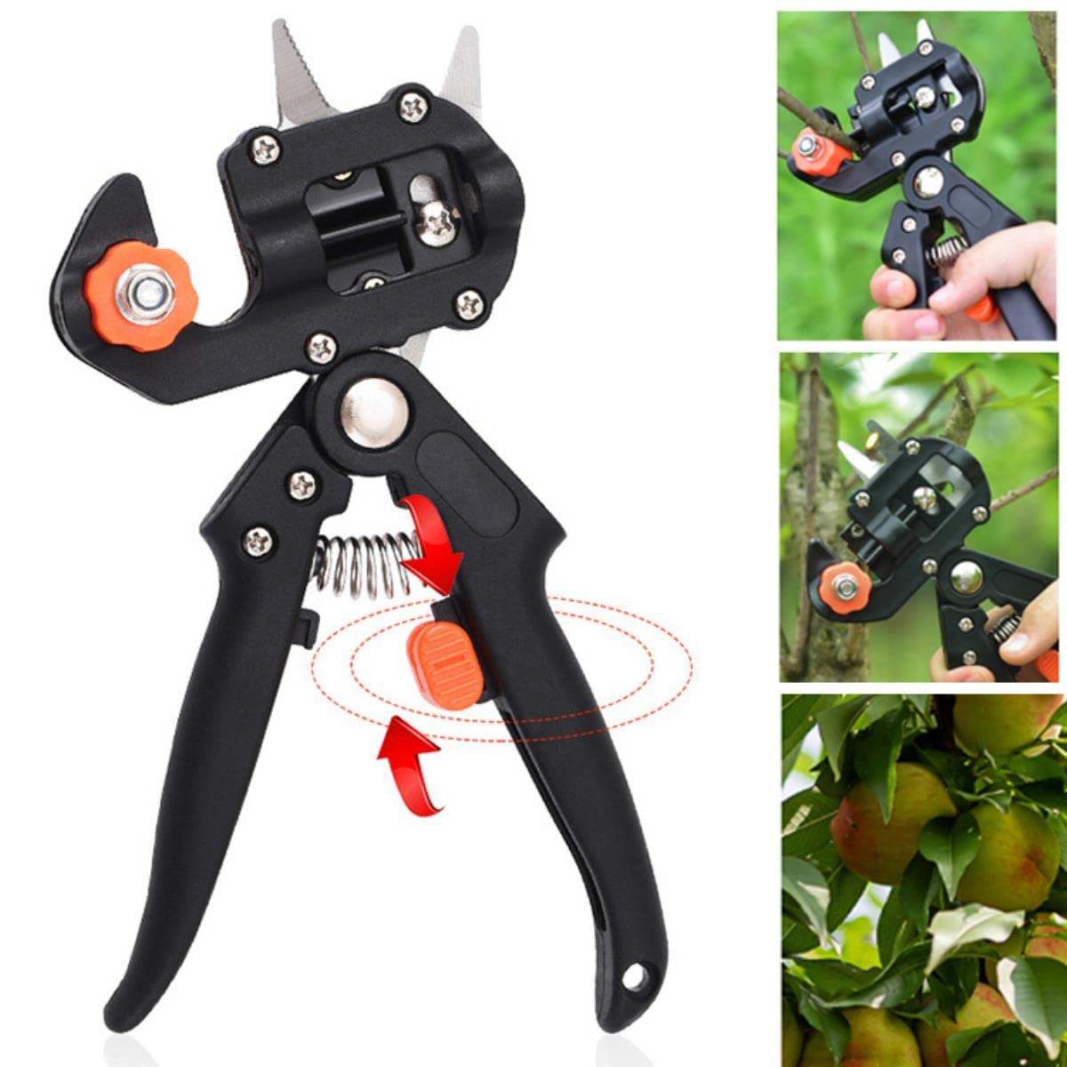 Cortador de Ramas de jardín Profesional Cuchillas multifuncionales para injertos Tijeras para podar Plantas Herramienta para injertos de árboles-Negro con película,República Checa