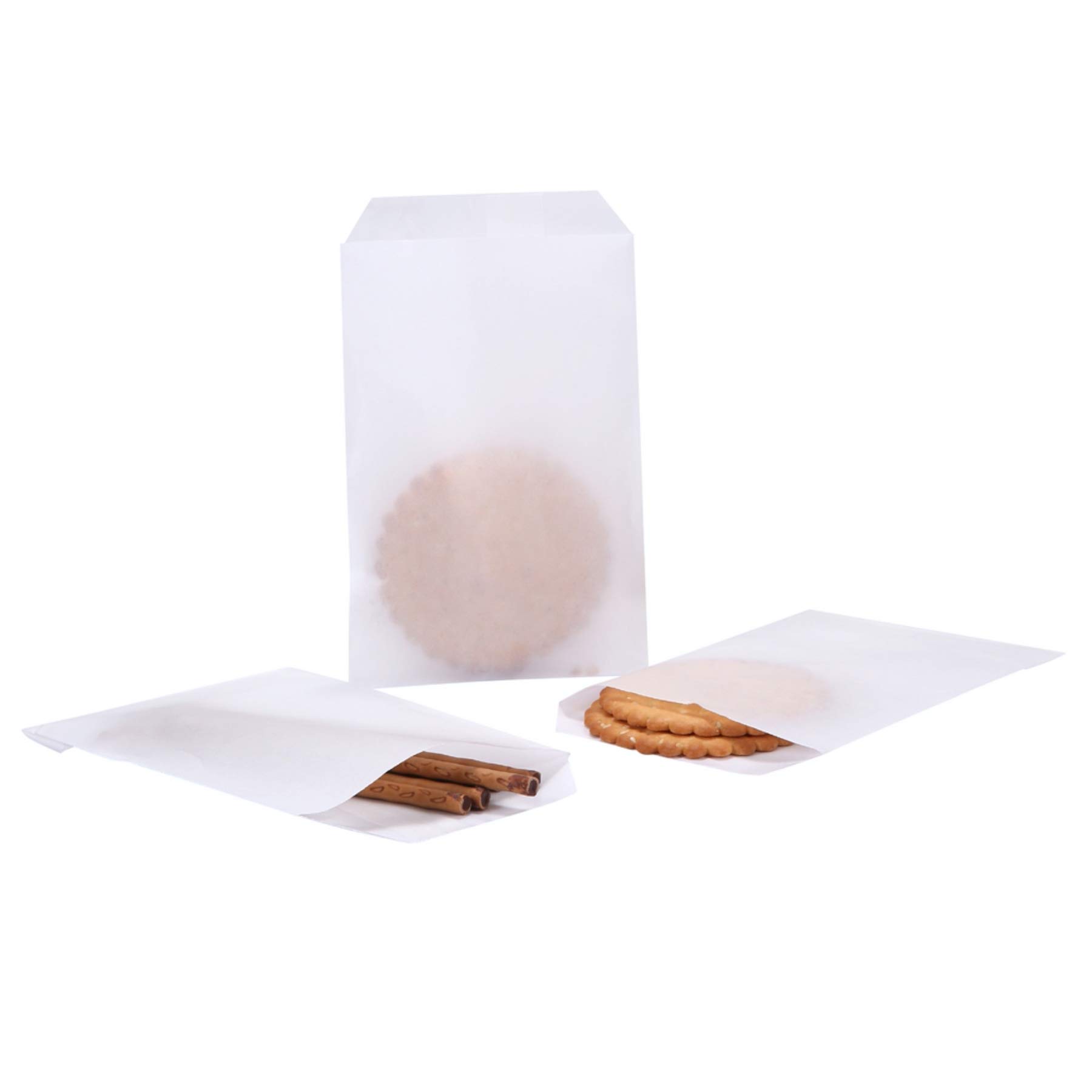 Small Flat Glassine Waxed Paper Cookie Snack Bags 3x5 Semi-Transparent for Bakery Treat Candies Dess