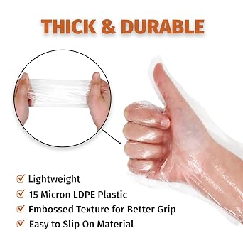 GORILLA SUPPLY 500 BPA Free Premium Disposable Gloves Poly PE LDPE Plastic for Kitchen Food Handling Food Prep Latex & Powder Free (500 Count, Medium)