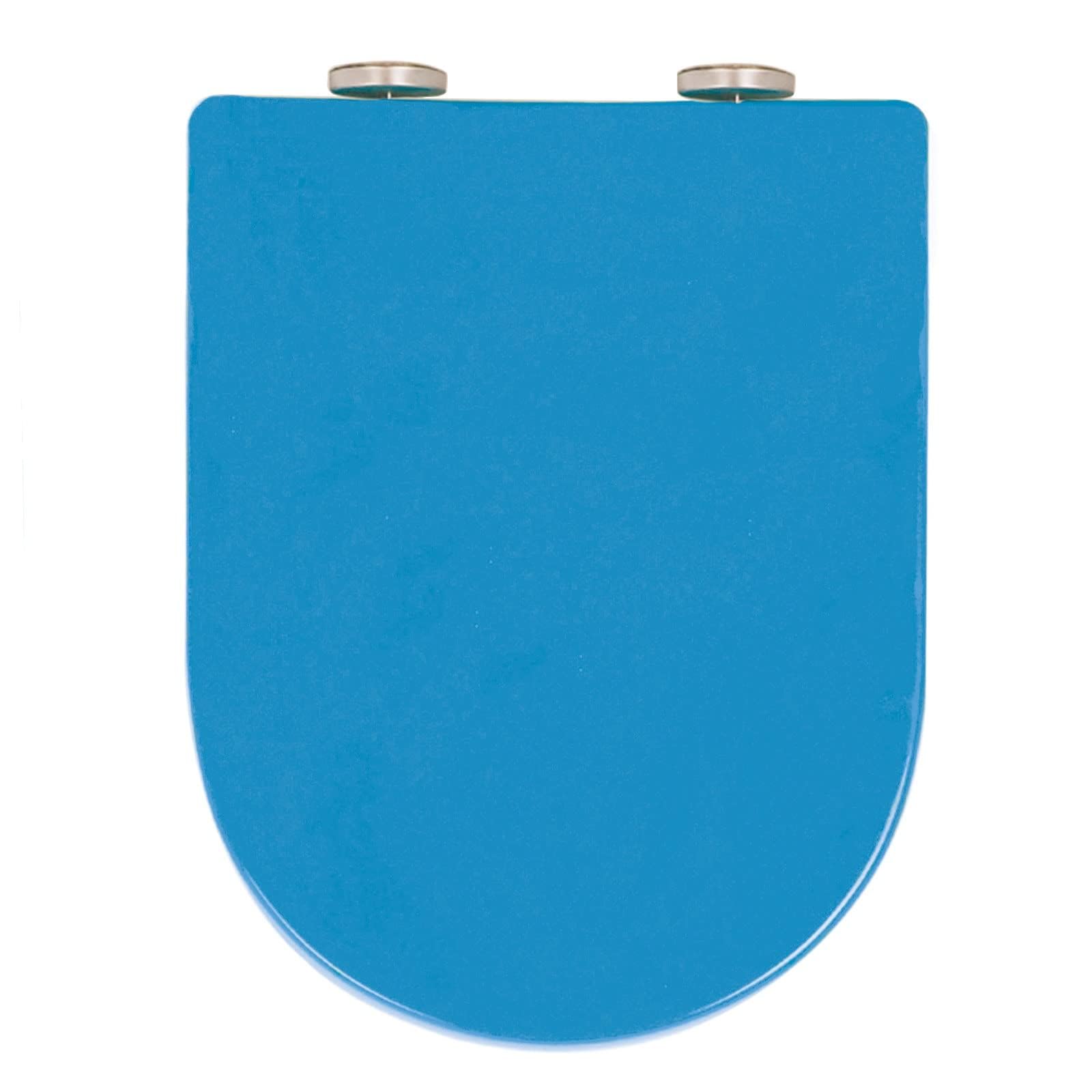 Giural D Shaped Soft Close Toilet Seat, Color PP Material, Quick Release, Easy Clean and Install with Top Fixed Hinge, Loo Seat D Shape,Blue