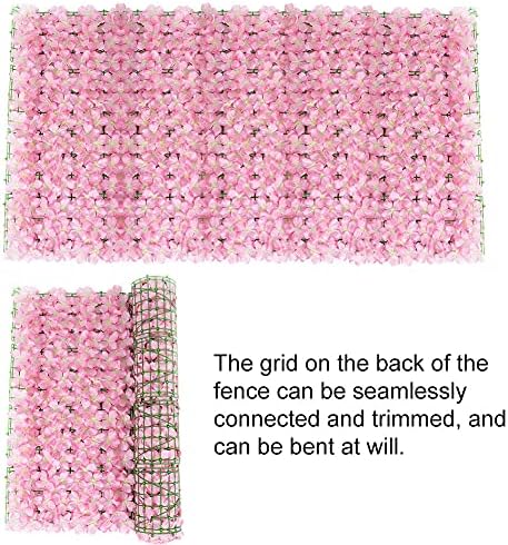 Artificial Ivy Hedge Screening Expanding Artificial Fence Screening with Flowers Artificial Flower Fence Trellis Fence Panels Garden Wall Privacy Fence Adornment for Wedding Yard Pink 50x100CM