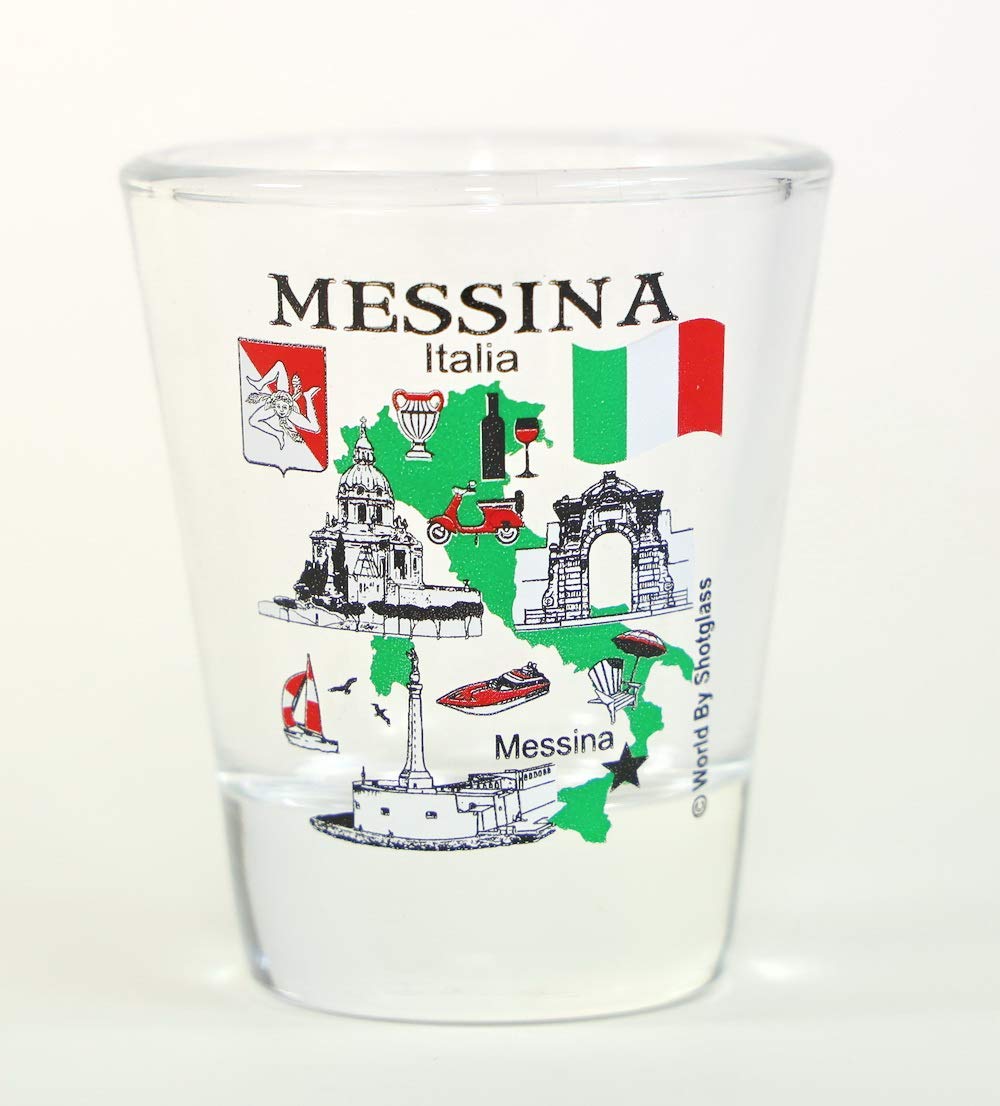 World By Shotglass Messina Sicily Italy Great Italian Cities Collection Shot Glass
