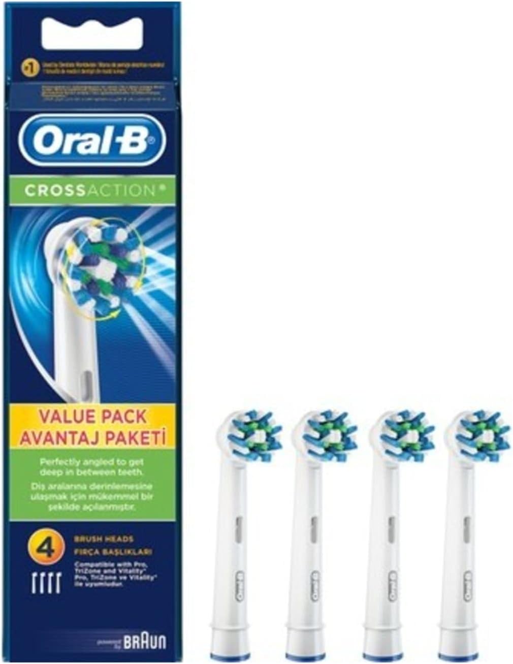 Oral-B Cross Action Replacement Brush Heads Eb50 - Pack Of 4