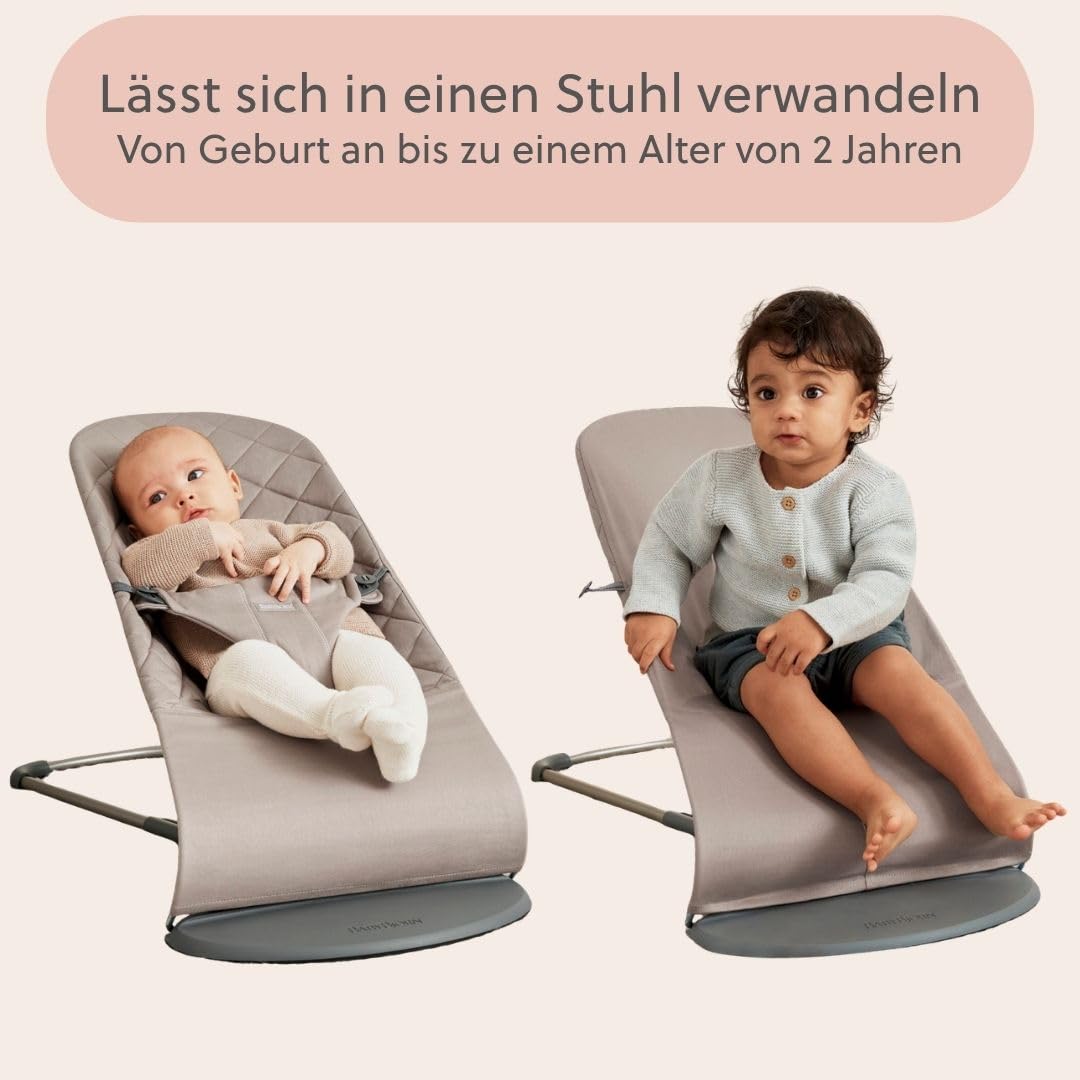 BabyBjörn Babywippe Bliss, Gewebt, Klassische Steppung, Sandgrau