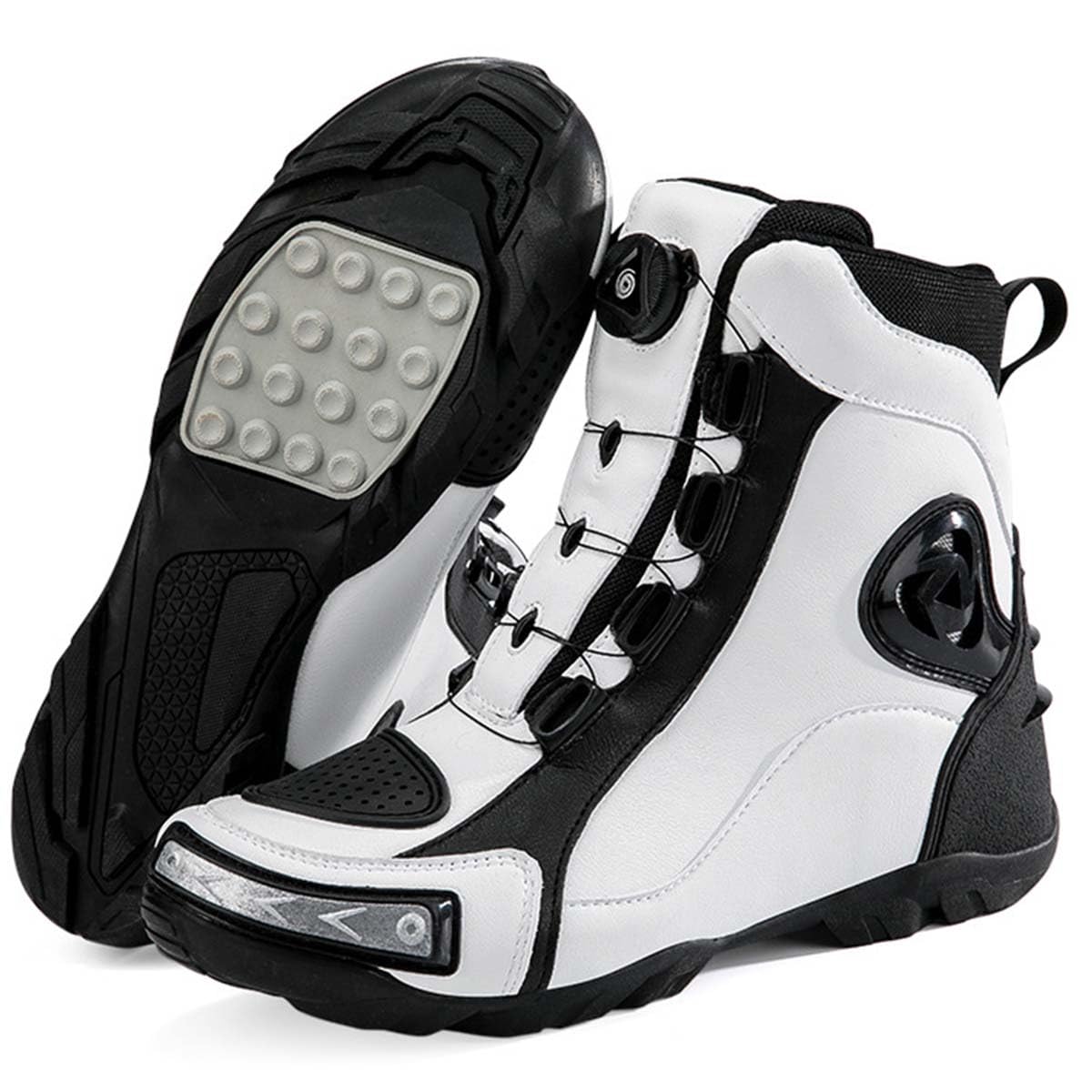 Scarpe da Moto da Uomo Stivali da Protezioni Moto | Rinforzi Protettivi, Soletta Ammortizzata, Antiscivolo, Resistenti e Comode, Leggere e Traspiranti, Supporto alla Caviglia