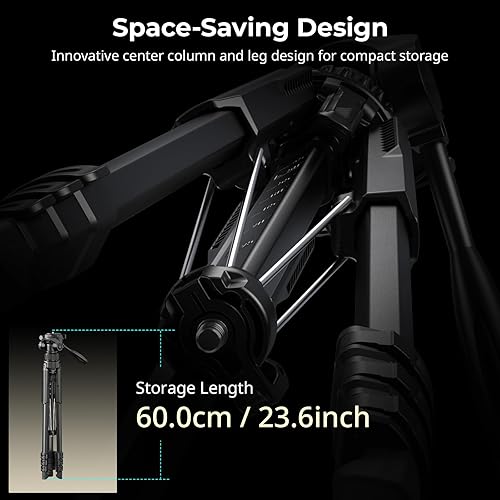 Miniatura 8 de SmallRig Soporte de trípode para cámara de 71" AP-21, trípode de viaje para iPhone y cámara para Canon para Nikon con soporte para teléfono y bolsa