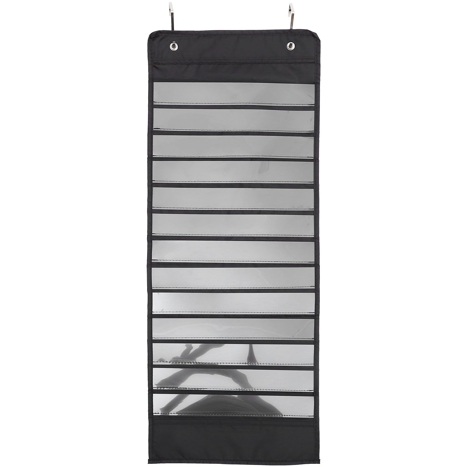 Pocket Chart 14 Pockets Classroom Schedule Hanging Organizer Bag Black 90x33cm for Daily Study Planning and Classroom Activities