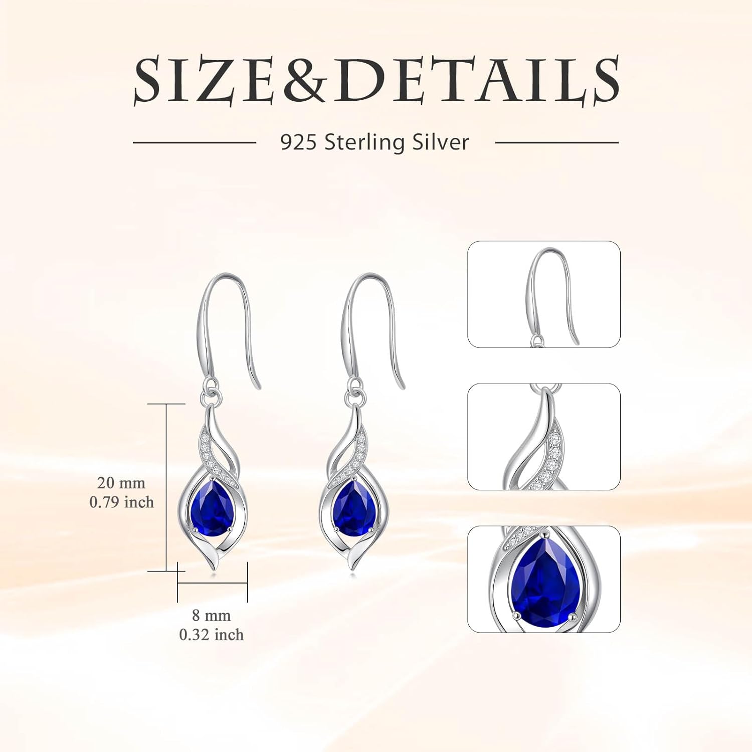 HPQQ Birthstone Earrings for Women 925 Sterling Silver Infinity Love Jewelry Birthday Mothers Day Gifts for Mom Wife Her