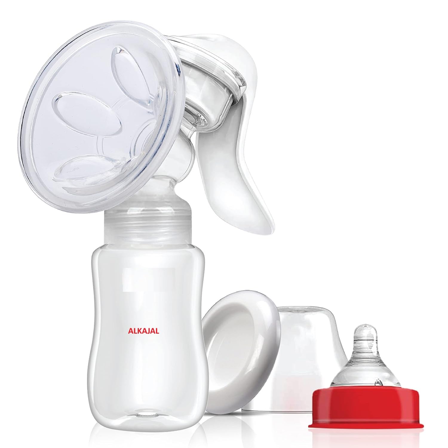 Alkajal Manual Breast Pump with Adjustable Pressure Settings, Soft Cushion, Wide Neck Bottle Adapter-image-42