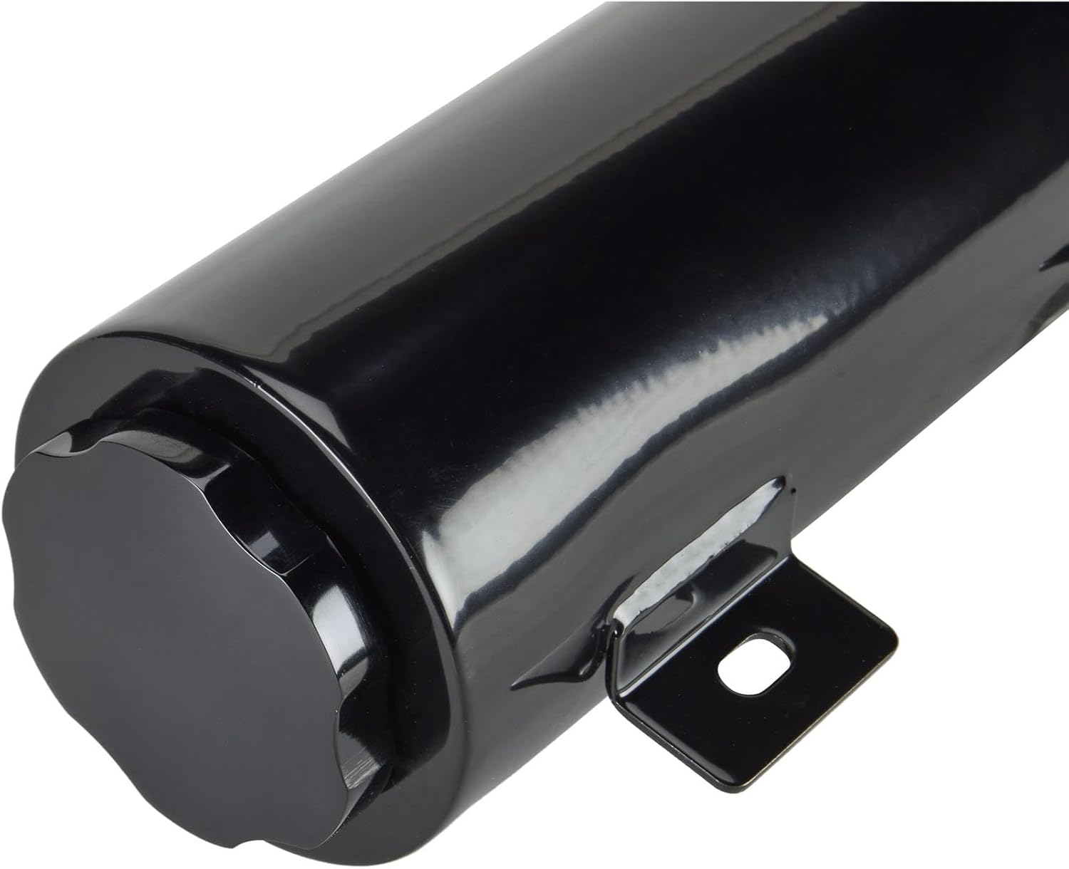 Speedway Motors Black Aluminum Radiator Coolant Overflow Expansion Tank, 3 x 9 Inch Cylindrical Design, Welded Mounting Tabs, Hose Barb Fitting, Universal Fit