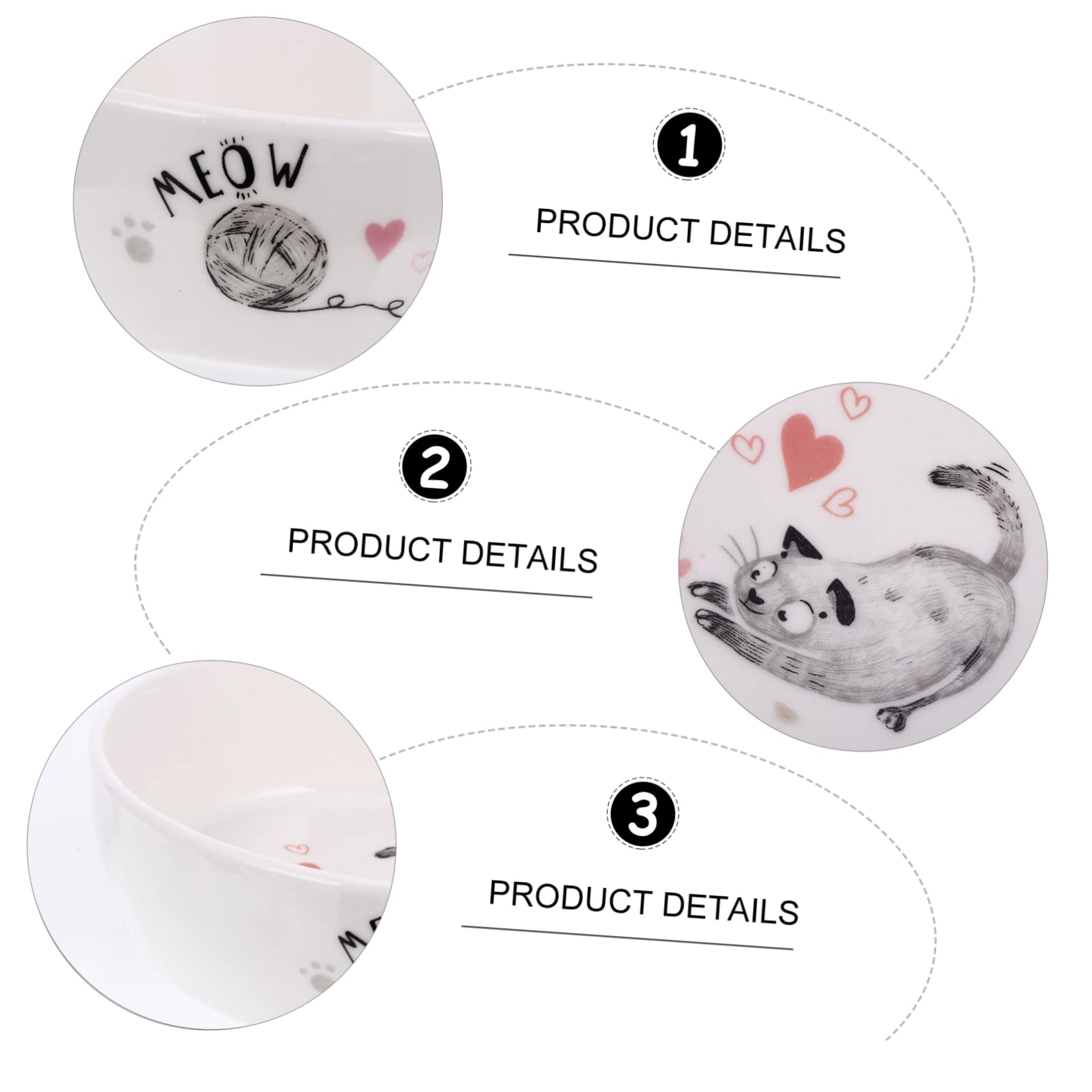 BESPORTBLE Bol de Chat Bols de Chat Bol d'eau pour Chat Nourriture pour Chats Non conteneur Croquette Chat récipient Chat Alimentation Arc de Chiot Arc de Chat Chiot céramique Blanche