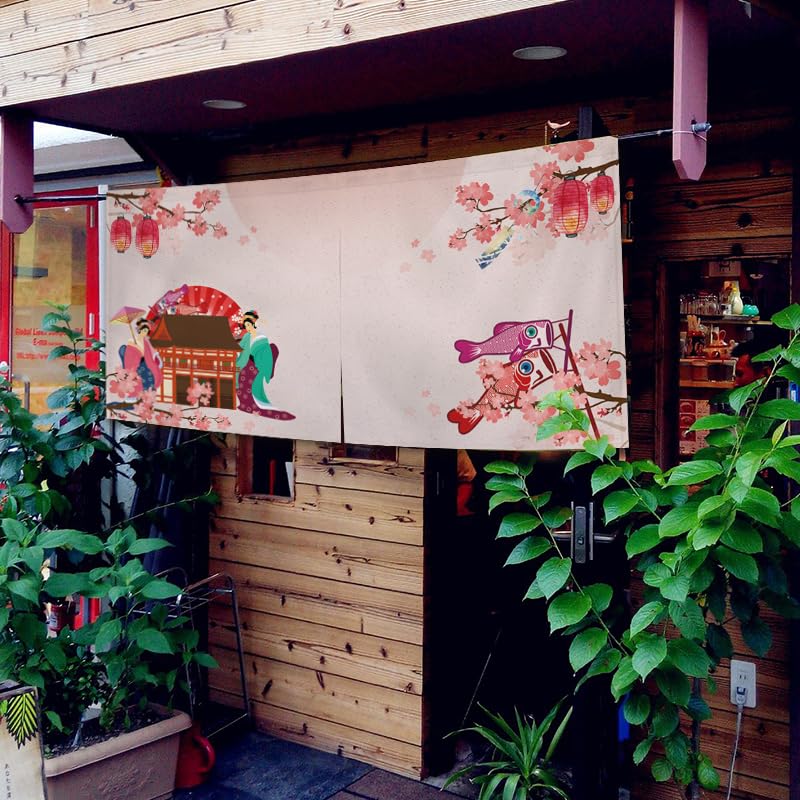 Cortina de ventana de anime estilo noren corto para decorar entradas de negocios tradicionales