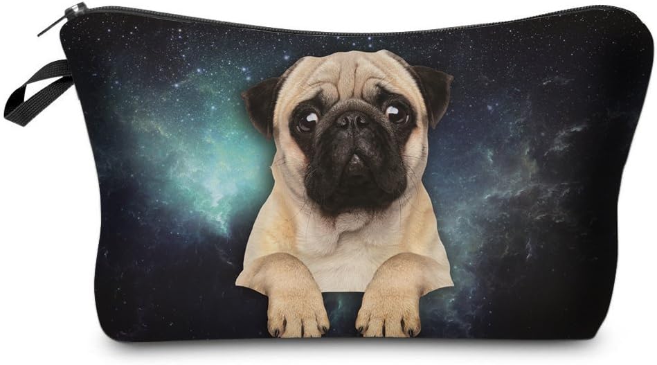 Smallbox Cute Funny Cute Girls Series Funny Life 3D Printing Cosmetic Bag Pencil Case (Galaxy Pug)