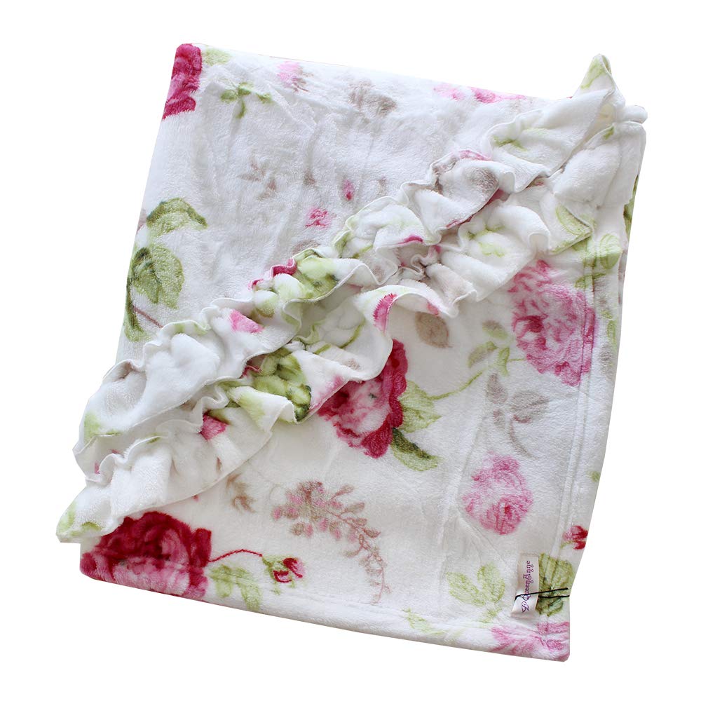 バラとデイジーのふわもこブーケフリルブランケット ふわとろ毛布 花束 ブランケット グラデーション ブーケブランケット