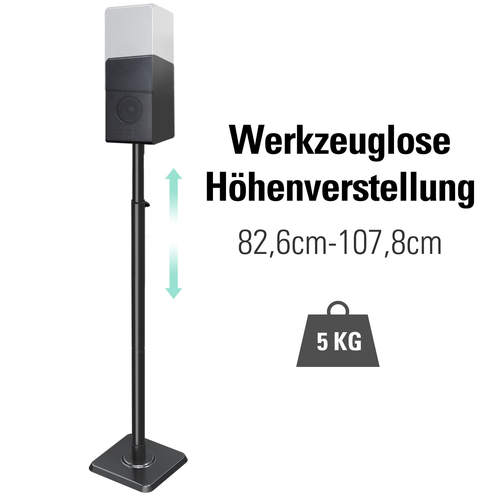 Mounting Dream Lautsprecherständer höhenverstellbar für Satelliten bis zu 5KG, 2er-Set Bodenständer