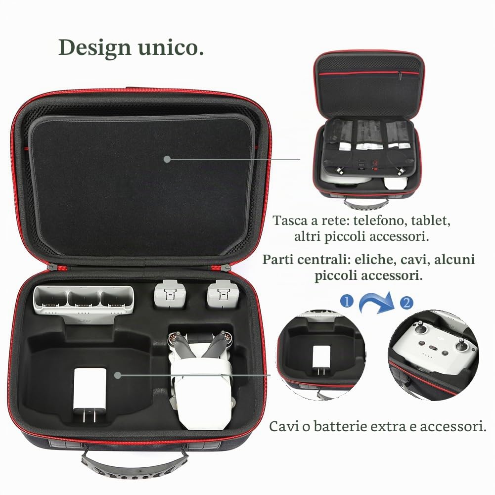 RAIACE Custodia da trasporto per DJI Mini 2, custodia rigida compatibile con il telecomando del drone DJI Mavic Mini 2 e altri accessori (in vendita solo custodia).